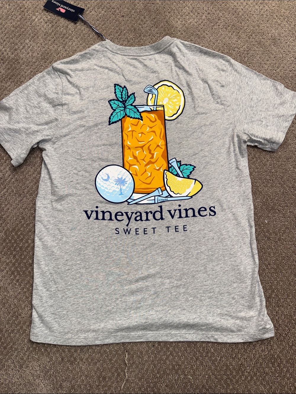 NWT Vineyard Vines Mens' Small Gray Short Sleeve Kiawah Golf T Shirt